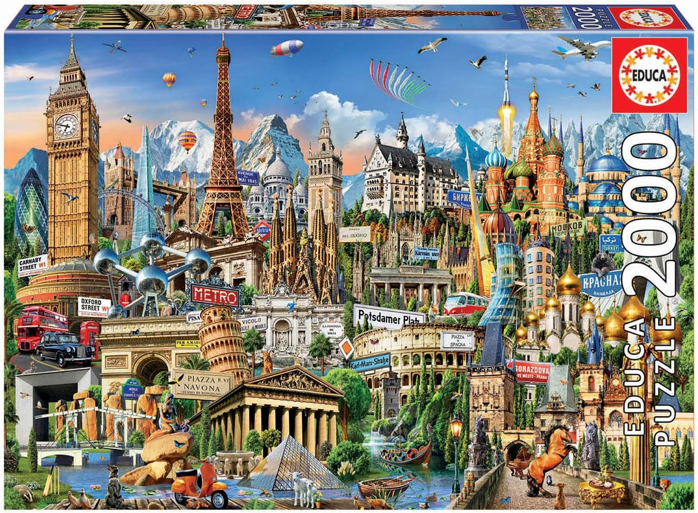 Educa - Puzzle 2000 piezas para adultos | Monumentos de Europa, puzzle 2000 piezas para adultos y niños a partir de 14 años, Atracciones turísticas (17697) Puzzle Naty Shop Título predeterminado