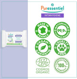 Puressentiel - Higiene íntima - Toallitas íntimas - Limpiadoras y refrescantes - Mucosas y pieles sensibles - Hidratación duradera 24 horas - Para uso diario - X25 uds.