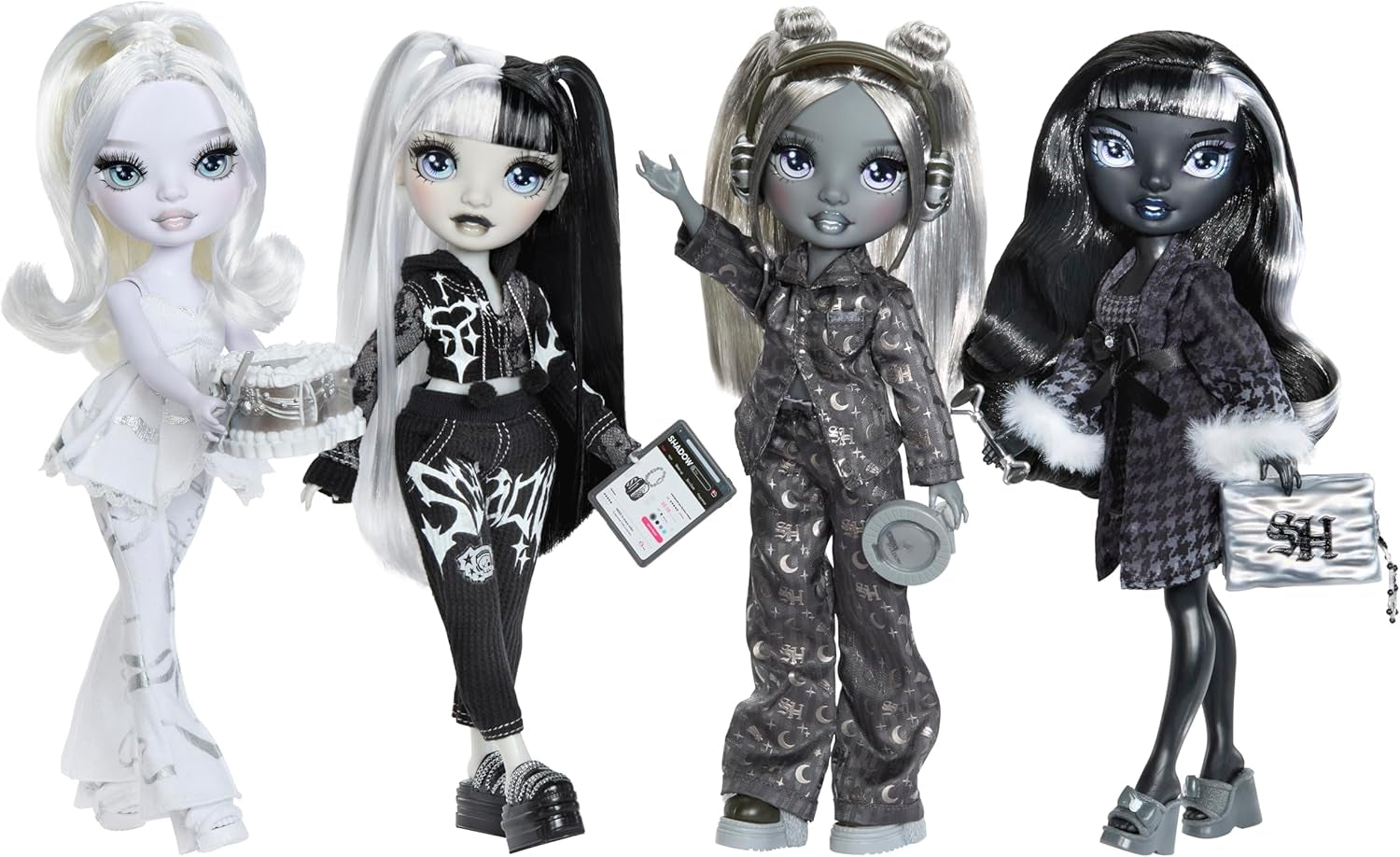 Muñeca Rainbow High Shadow High Girl's Night - Natasha Zima - Muñeca de moda de 28 cm en tonos grises, pelo blanco y traje plateado con accesorios y peine - Para coleccionistas y niños a partir de 6 años