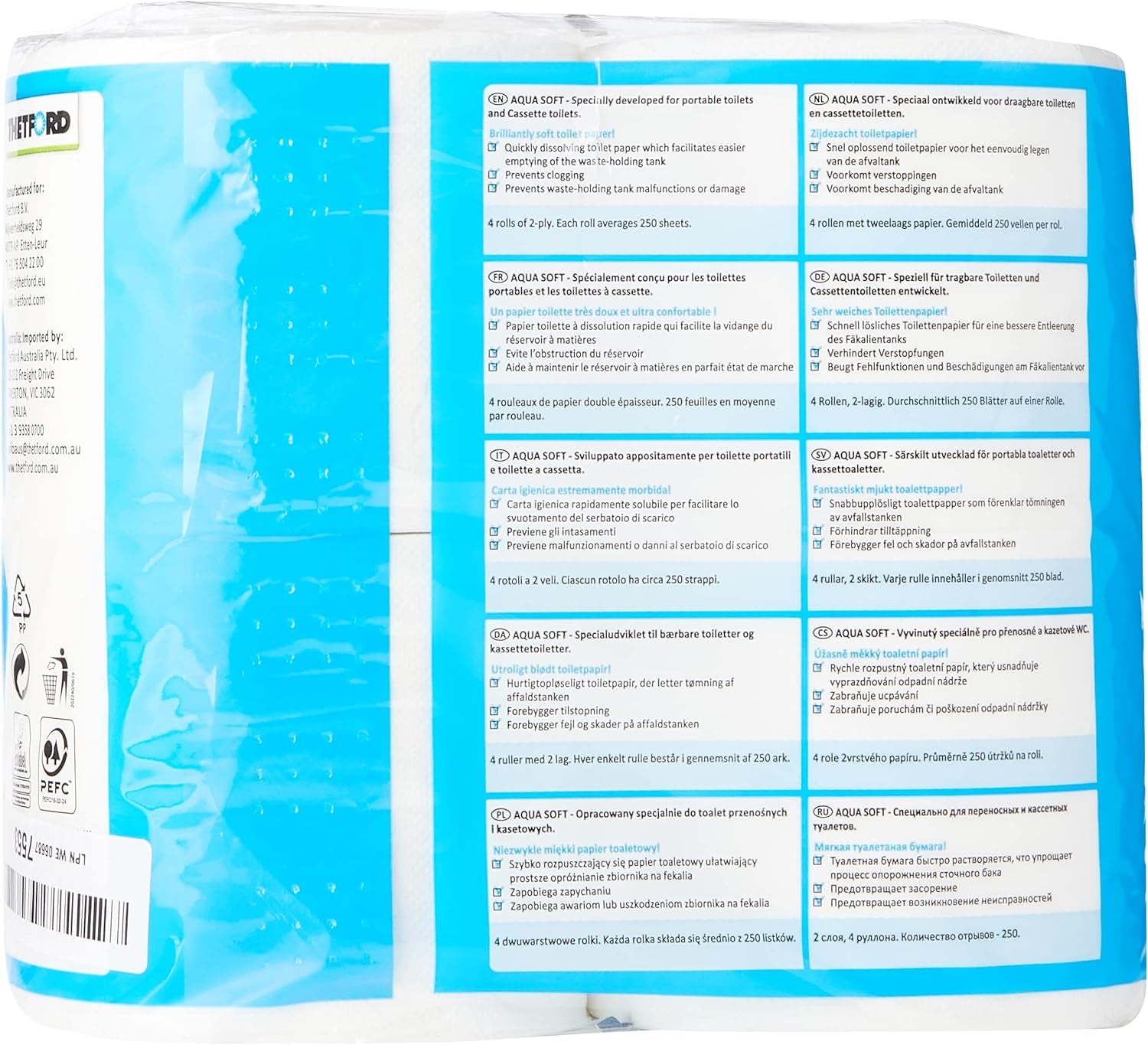 Papel higiénico suave Aqua, papel higiénico portátil, 4 rollos/botellas, inodoros para acampar, papel higiénico para acampar al aire libre
