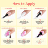 Makartt Esmalte de uñas en gel floreciente - Extensor de esmalte de uñas en gel floreciente de 15 ml con color mármol, pintura en gel, diseños de uñas de manicura DIY, flores, animales, acuarela, kit de manicura mágica