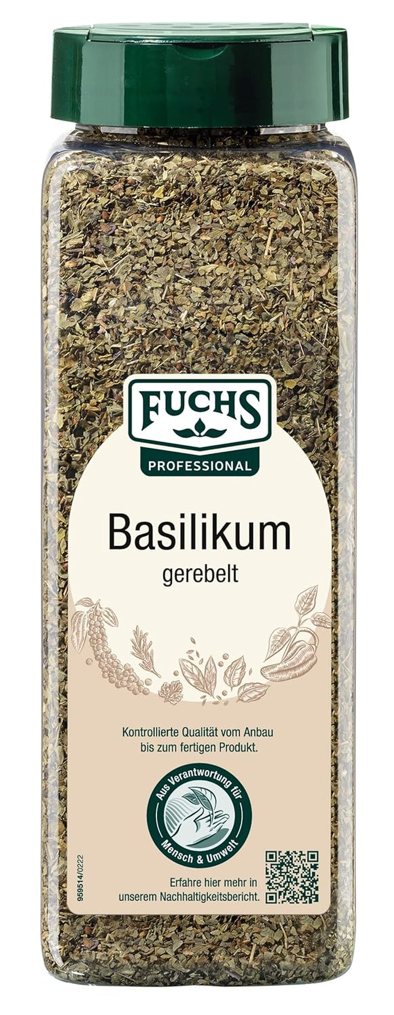 - Basilikum gerebelt | Mediterranes Gewürzkraut für Großverbraucher | Mit praktischem Streuaufsatz | 150 g de Streuer grande