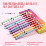 10 piezas Nail-Art-Pinsel, Nagel-Gel-Nagellack-Malpinsel, Zeichenstift, Nagel-Liner-Pinsel y Nagel-Dotting-Stift para Gel-Nagellack, bricolaje, manicura, salón de casa