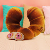 Almohada para el cuello y antifaz Croissant, naranja Naty Shop Almohadas de viaje