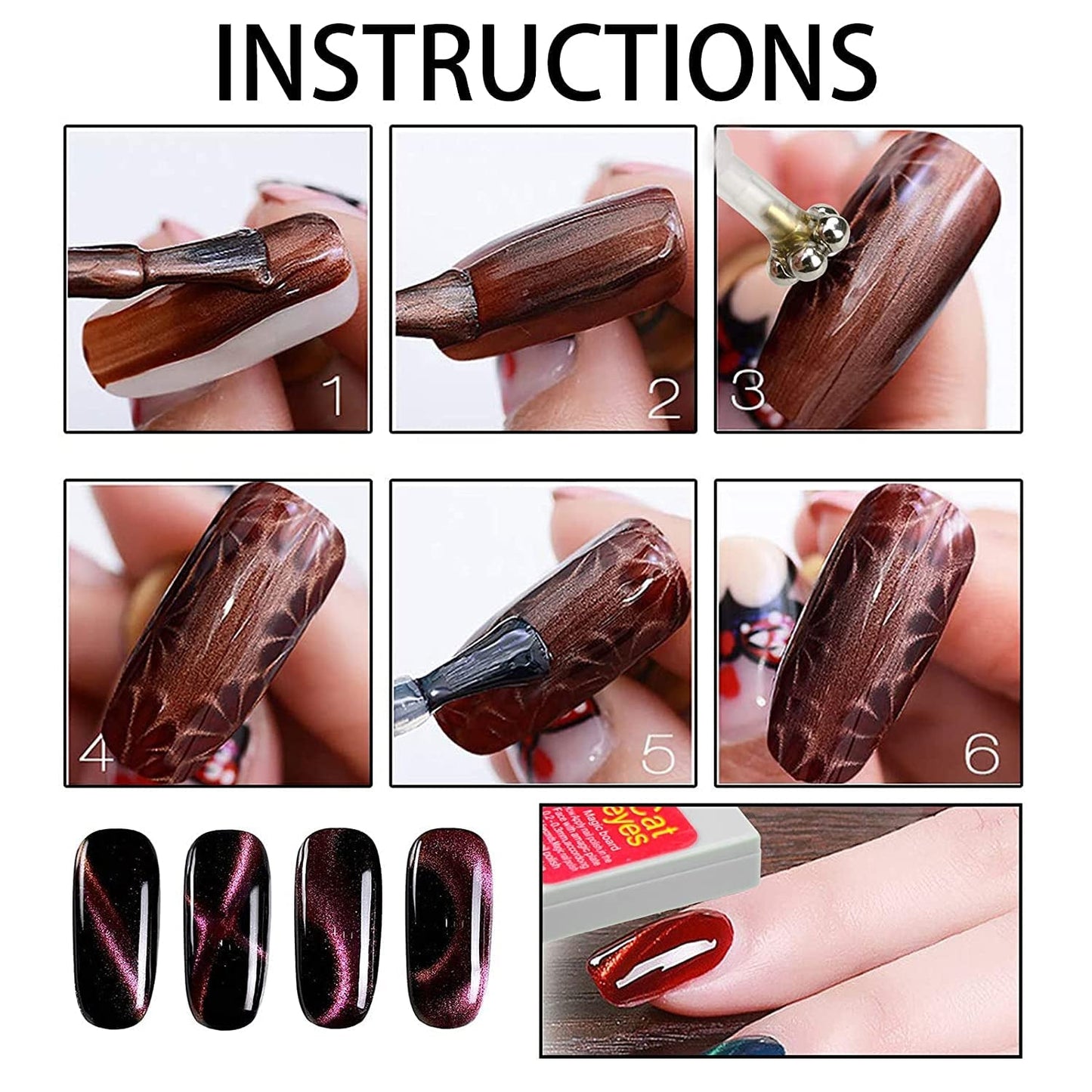 Nail Art Werkzeug Magnetstift, 10 piezas Nagel Magnet Stick Tool Set, Nagel Magnet Stift y Starker Magnet Stock Punktierungsstifte para DIY 3D Magnetics Katzenauge UV Gel Polnisch Nagel Kunst