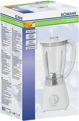 Bomann 378 CB Universalmixer Zum Pürieren, Schlagen, Zerkleinern, Shaken Und Mixen, Ice Crush-Funktion, Kraftvoller 500 Watt-Motor, Abnehmbarer Mixbehälter Mit 1,5 Litre, Edelstahlmesser, Weiß, UM 378 CB Kitchen Naty Shop