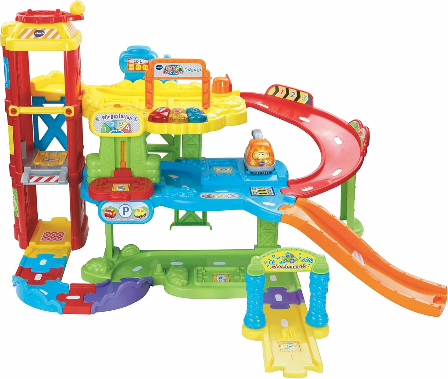 Vtech TUT TUT Baby Flitzer - Garaje, colorido, 66,6 x 75,3 x 45,1 cm & TUT TUT Baby Flitzer - Camión de bomberos - Coche de juguete con música, botón de luz, frases y sonidos interesantes Bebe Toys Naty Shop