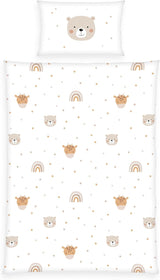 Herding Babybest Little Friends Winterbettwäsche, Kopfkissenbezug 40 X 60 Cm Mit Hoteleinschlag, Bettbezug 100 X 135 Cm, Mit Zwießwerf, 100% Baumwolle/Flanell, Weiß, Twin Naty Título predeterminado de la tienda