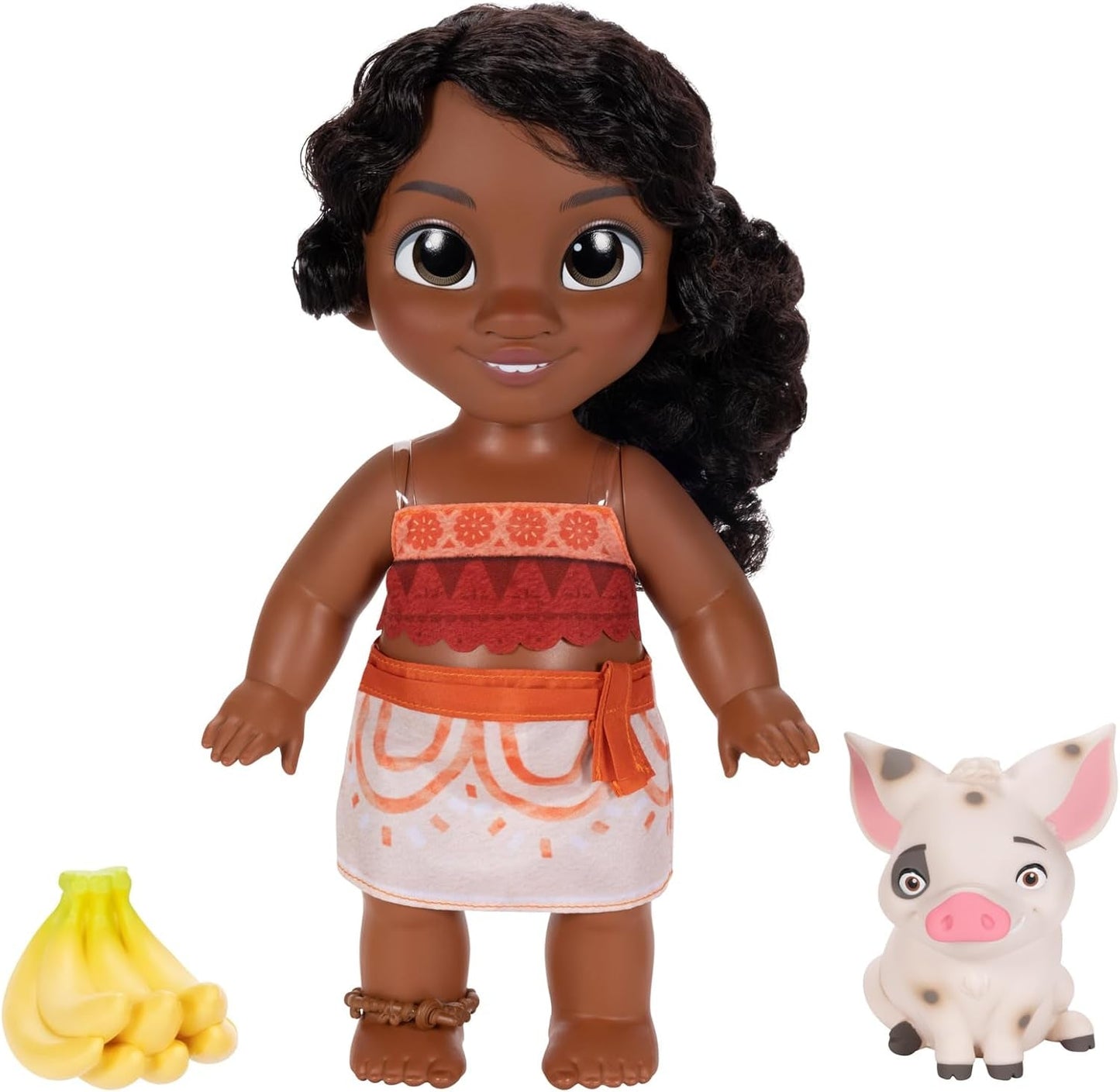 Jakks Pacific Moana 2 Little Sister Simea Doll and Pua Figure Playset 27 cm de alto, incluye 1 traje de muñeca, 1 Pua, 1 racimo de plátanos de plástico, recomendado para edades de 3 años en adelante
