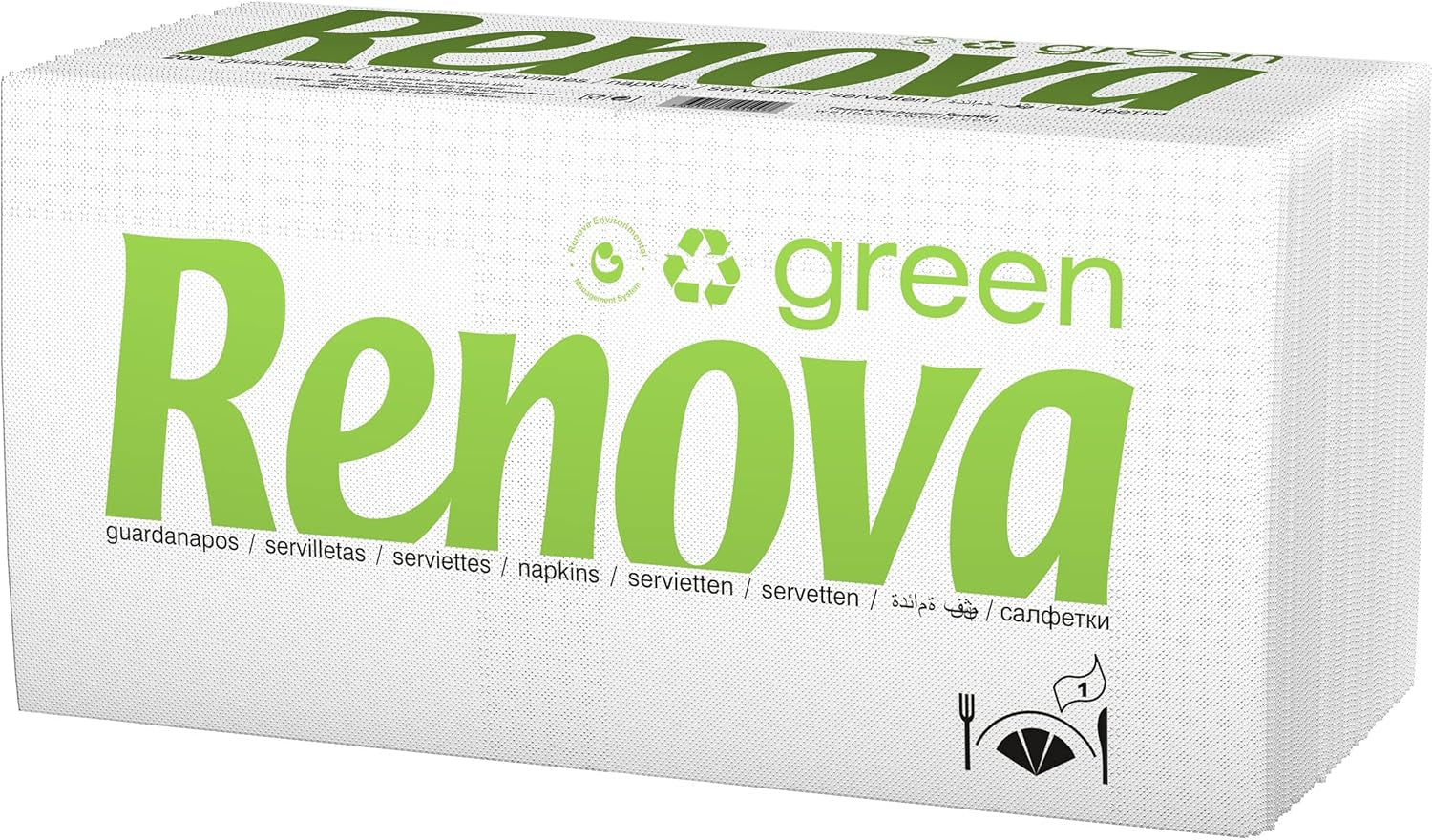 Renova - Pañuelos Renovagreen, 200 Pañuelos, Papel Reciclado, Etiqueta Ecológica Europea, Tamaño Estándar