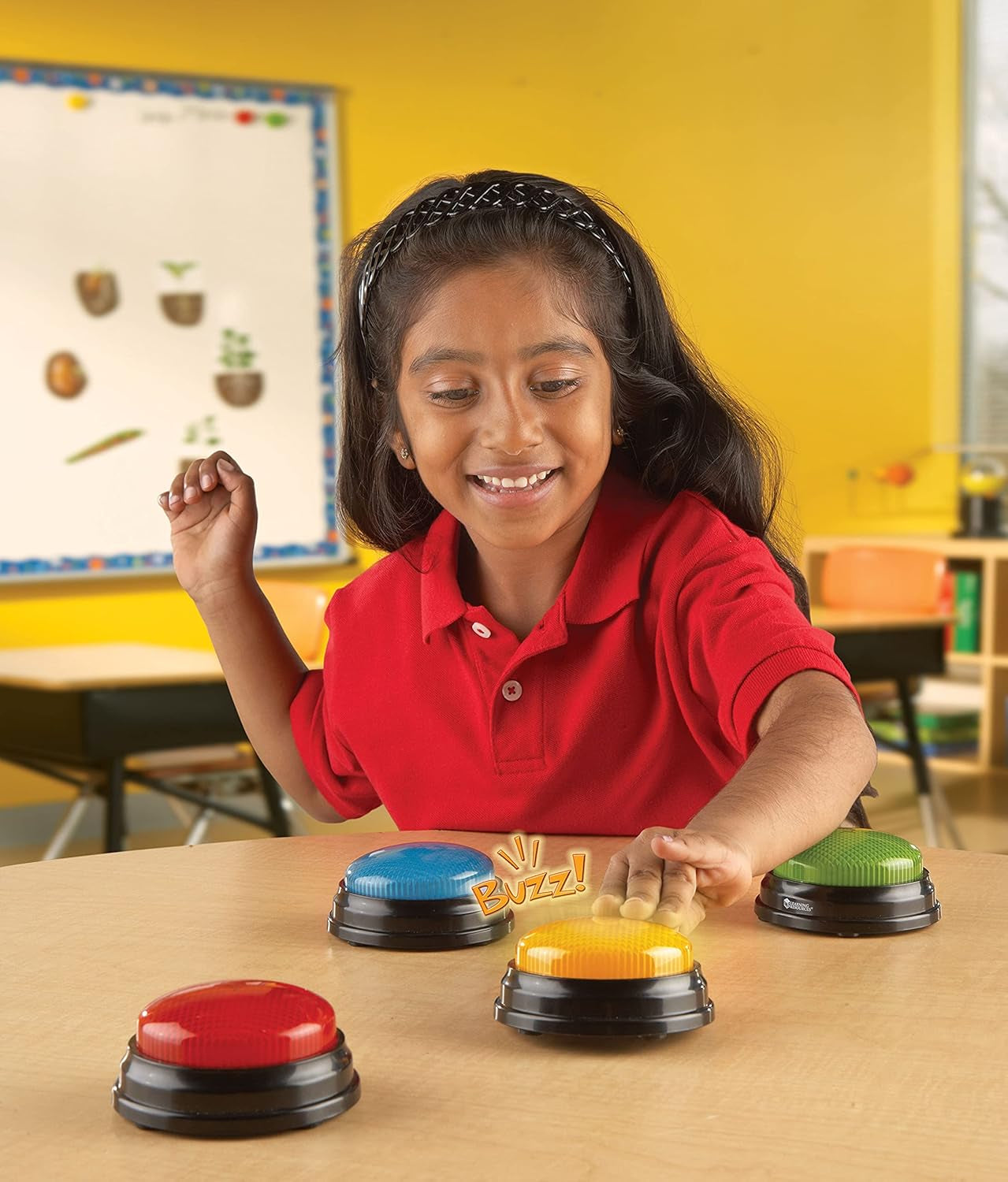 Learning Resources Light & Sound Buzzer juegos educativos a partir de 3 años Juguete infantil de preguntas con 4 sonidos diferentes para noches de juegos y aulas Juguetes Bebe Naty Shop