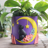 GUGUGO Lindas macetas para gatos con forma de luna, maceta única con drenaje, colores del arco iris, macetas pequeñas para plantas de interior, divertidas macetas de jardín suculentas, regalo, decoración del hogar (C)