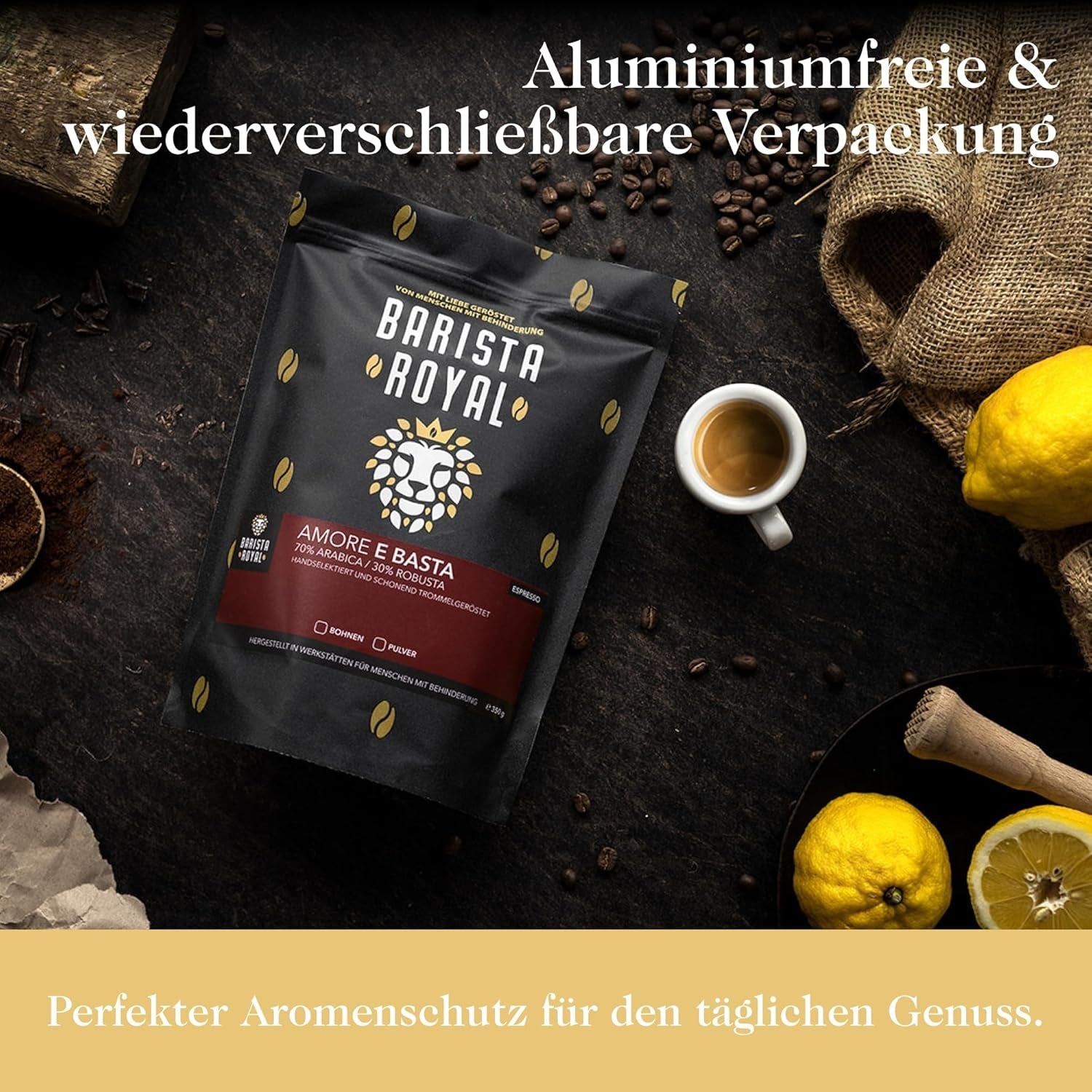 Juego de muestra de granos de espresso 4 x 350 g de granos de espresso | Paquete de descubrimiento/paquete de muestra | Robusta y Arábica | Ideal para dispositivos totalmente automáticos y portafiltros | BARISTA REAL
