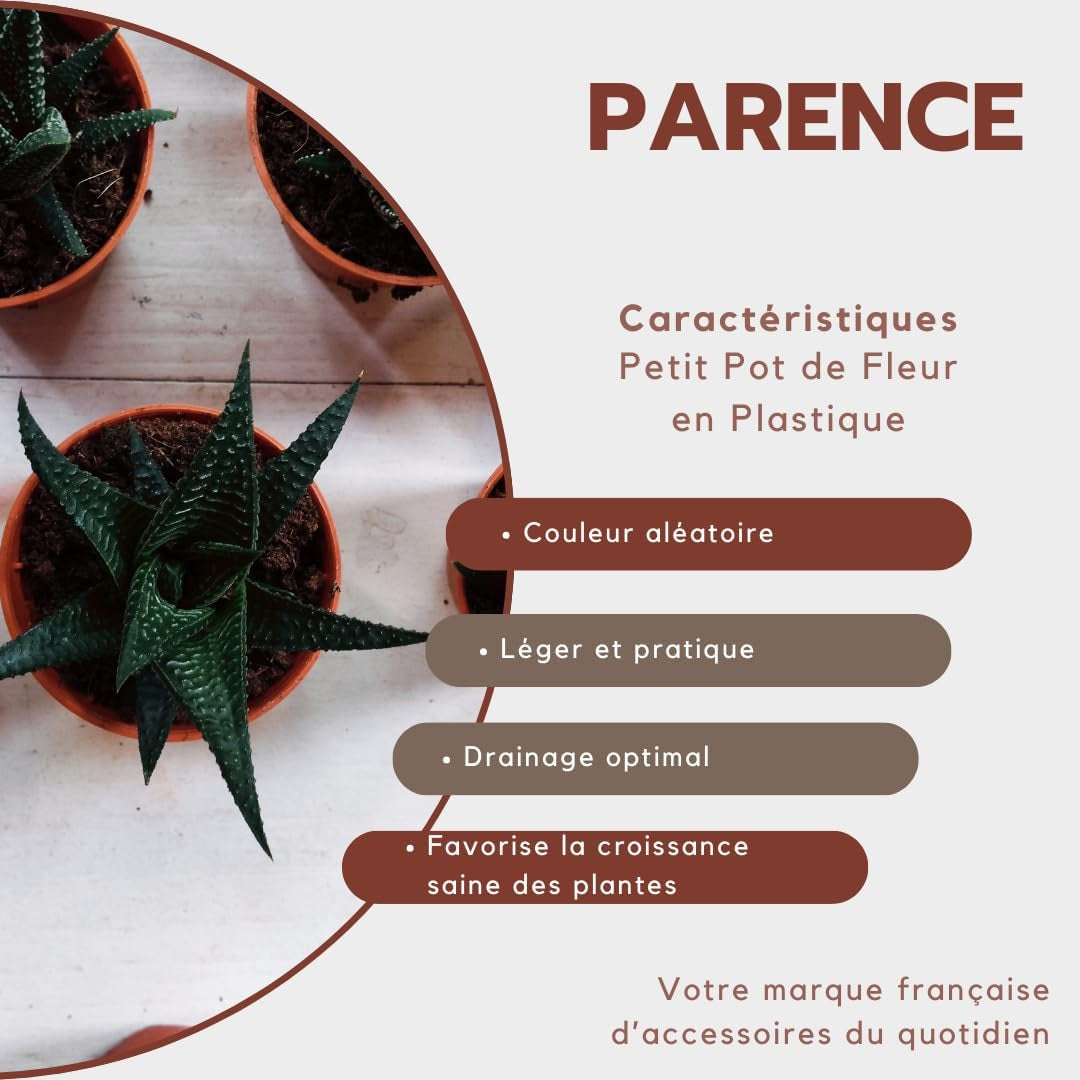 Pequeña maceta de plástico - 12 cm de diámetro, ligera y duradera, ideal para plantones, esquejes y plantas de interior - color aleatorio, Aléatoire