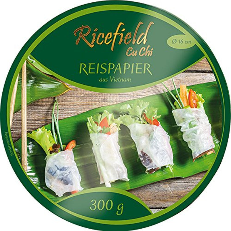 Papel de arroz Ricefield, redondo, 16 cm, (85-95 piezas/kg), 4 paquetes (4 paquetes x 300 g)