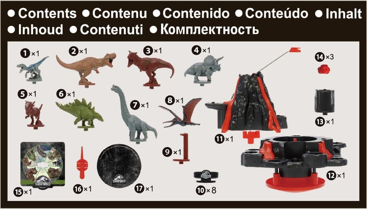 EPOCH Games - Jurassic World Trembling Volcano 7509 Juego de mesa de juguete de dinosaurio para niños a partir de 4 años