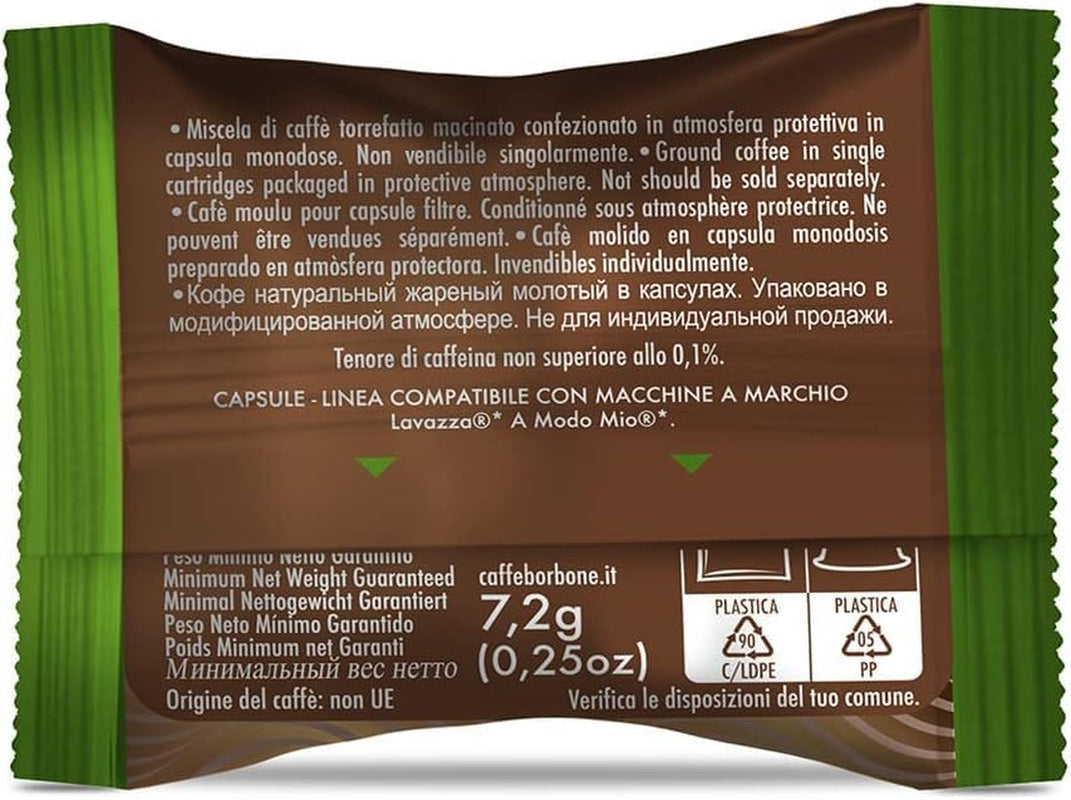 Caffè Borbone Don Carlo Dek Entkofeinierte Kaffeemischung - 50 Kapseln - Compatible con Lavazza®* A Modo Mio®* Haushalts-Espressomaschinen