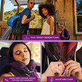 Almohada de viaje para el cuello Cabeau Long Flight - Evolution Cool - Espuma viscoelástica de apoyo con ventilaciones - Compacta con estuche de transporte (púrpura) Naty Shop Travel Pillows