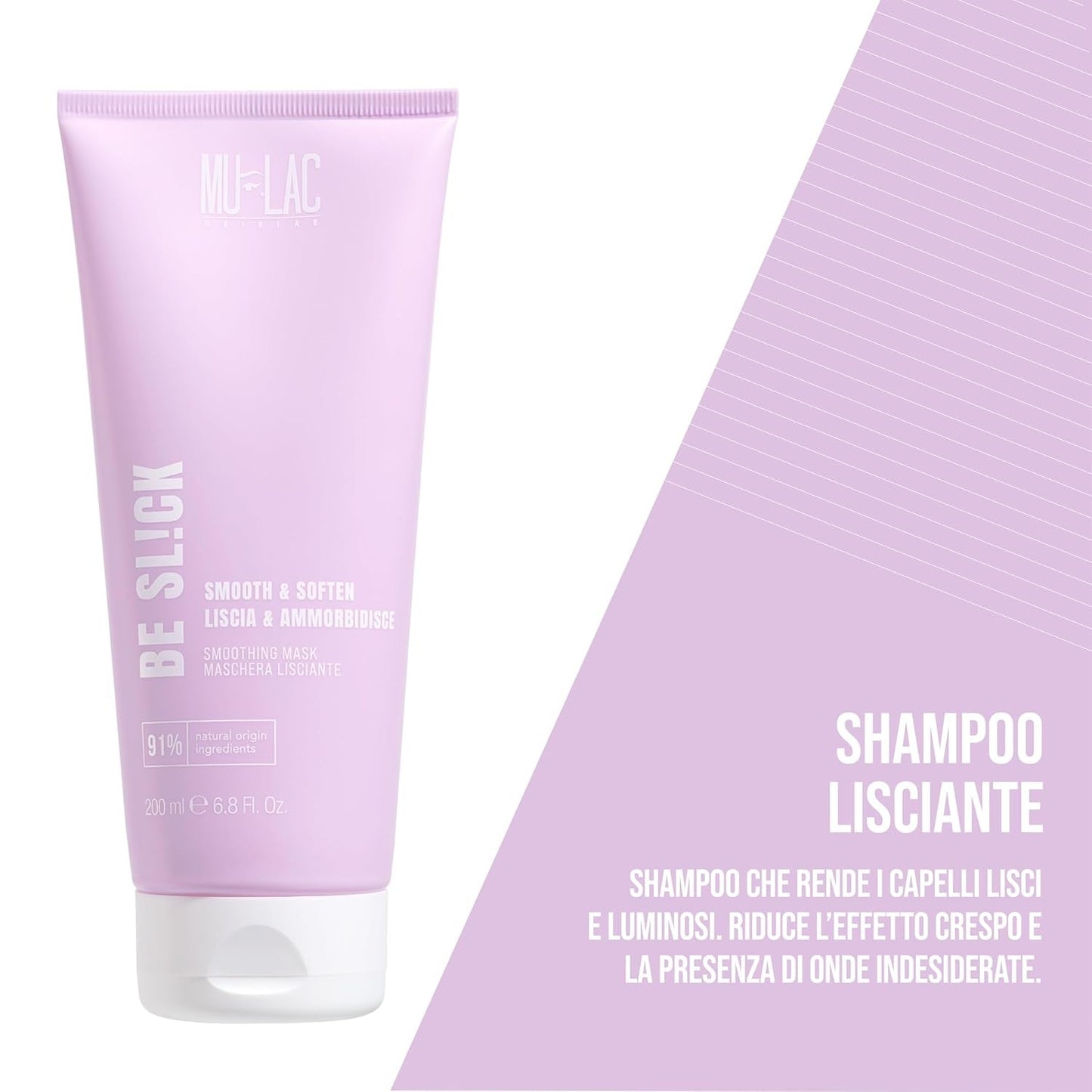 | BE SL!CK Champú alisador y suavizante con efecto anti-frizz, con semillas de lino, 250 ml Infantil - Baño y Cuidado Naty Shop