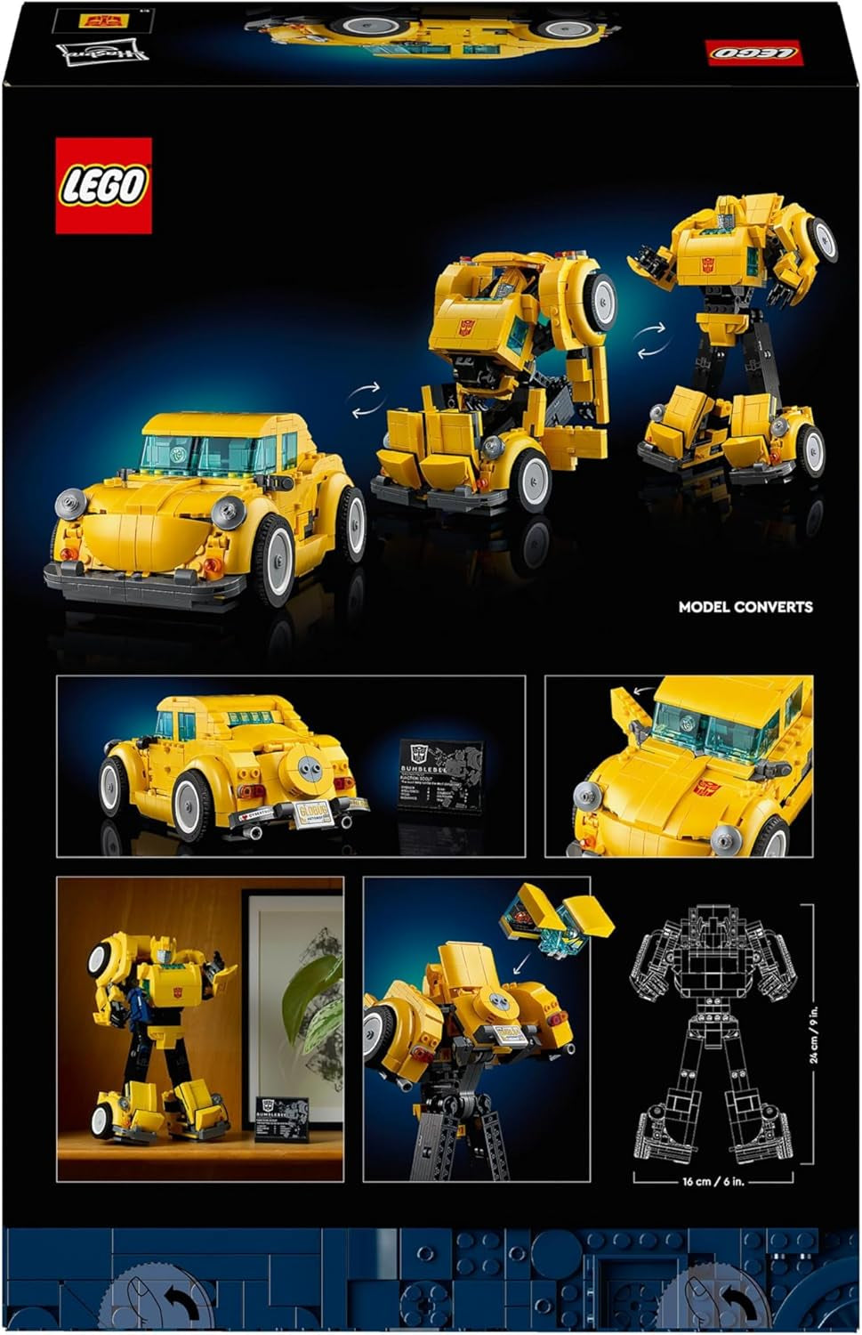 LEGO Icons Transformers Bumblebee, Figura de acción de robot coleccionable para adultos, Set de construcción de películas para fanáticos de la ciencia ficción, Se puede transformar en un automóvil, Juguete de aventuras 10338 Juegos de construcción Besuche den LEGO-Store