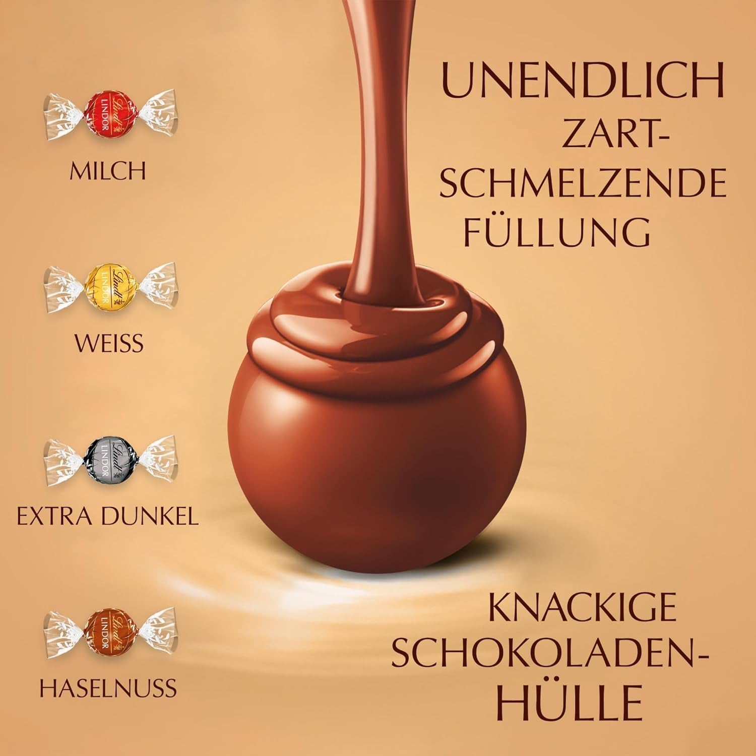 Surtido clásico de bolas de chocolate Lindt LINDOR | aprox. 80 bolas de chocolate (con leche, blanco, negro 60%, avellana) | Paquete a granel, 1 kg
