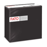 Fato - Servilletas de Papel Seco, Airlaid, Efecto Tela, Paquete de 50 Servilletas, Tamaño 40X40 Plegadas en 4, Color Negro