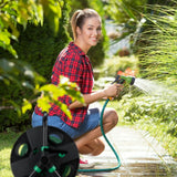 Relaxdays Enrollador de Manguera, Enrollador de Manguera de Agua Vacía, para Manguera de Jardín de 30m 1/2", Alto-Ancho 39 x 43 x 30 cm, Negro-Verde