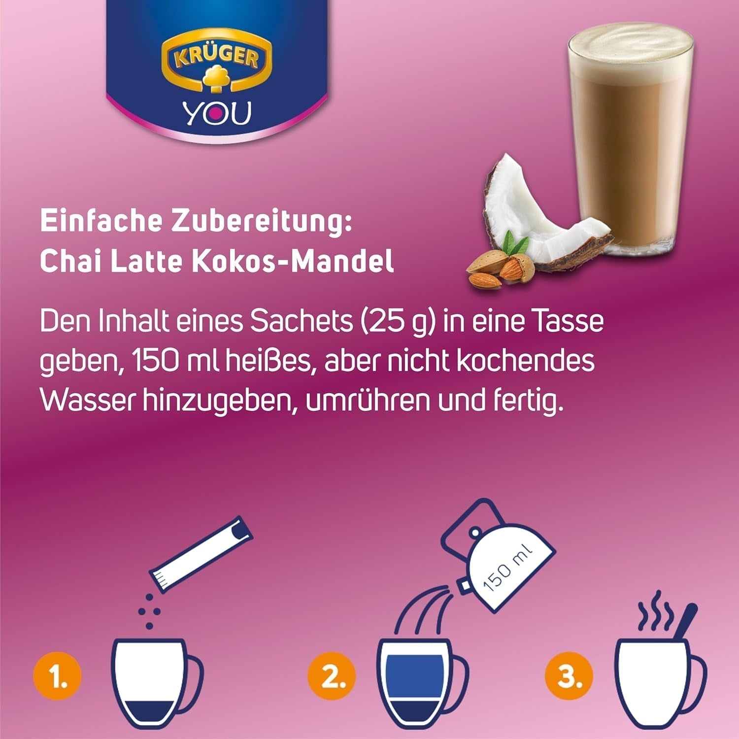 KRÜGER Chai Latte Exotic India tipo coco-almendra (1 x 0,25 kg)