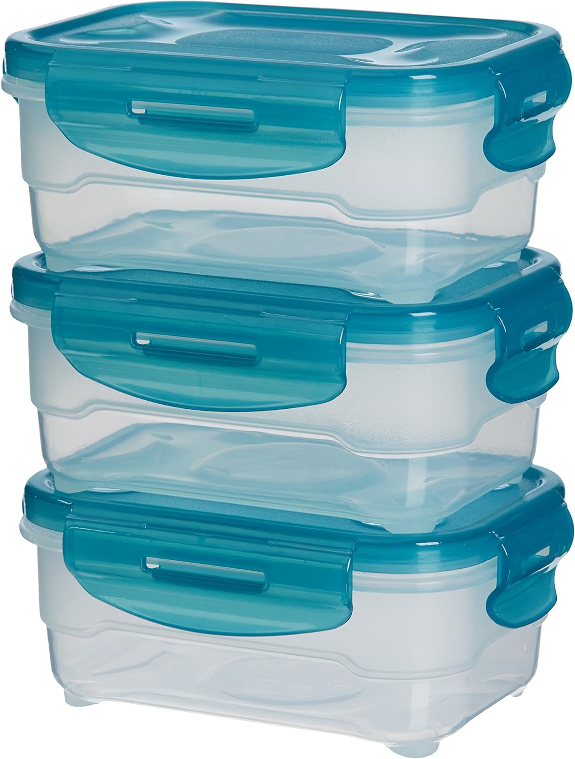Amazon Basics Contenedores para Congelador en Set, con Tapa, Antigoteo, Apilables, Frigorífico/Congelador, Sin BPA, Plástico, Apto para Microondas y Lavavajillas, 3 x 1,2 L, Transparente Naty Shop Cajas para Conservar Alimentos Individuales 0,6 L