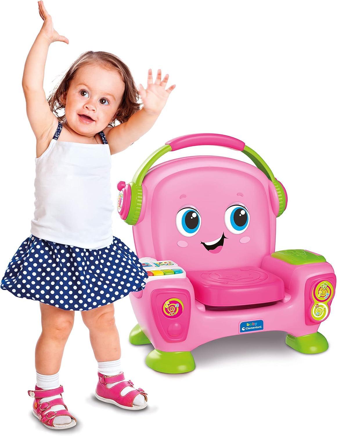 Clementoni 17755 Sillón de canto con sonido y baile rosa - Sillón interactivo y multifuncional para niños en italiano, juguete 1 año - Made in Italy, multicolor Juguetes Bebe Naty Shop
