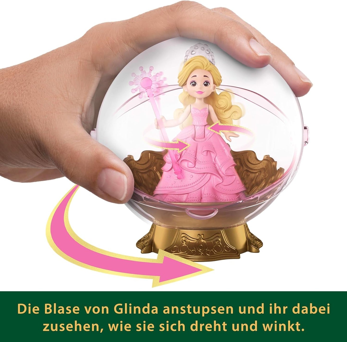 Mattel Universal Pictures Evil Glinda Burbuja flotante, mini muñeca y vehículo Glinda inspirado en la película familiar, JFM25, [Multicolor]