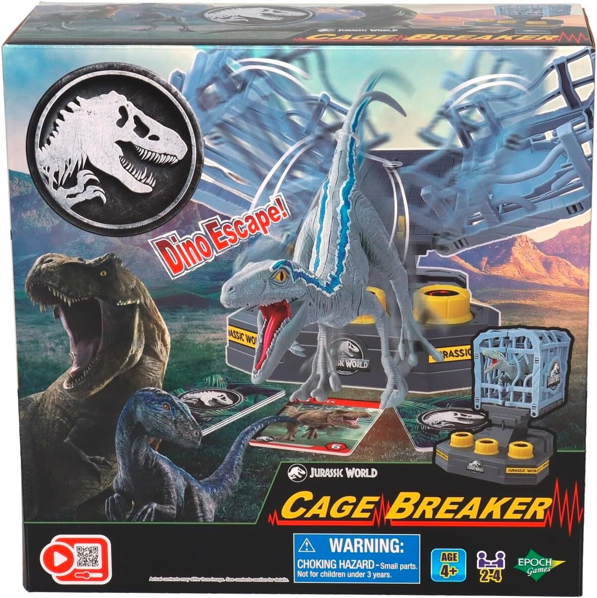 EPOCH Games, Jurassic World - Cage Breaker, 7523, juguete de dinosaurio, juego de mesa para niños a partir de 4 años