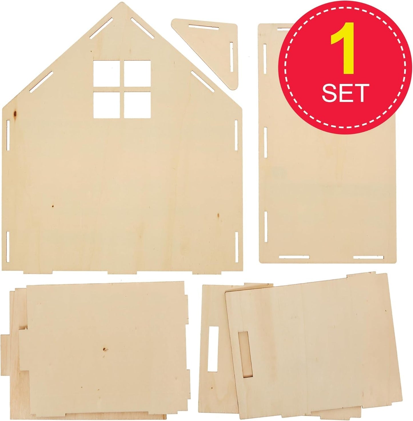 Baker Ross FN199 Construye tu propia casa de muñecas de madera - Kit de construcción de casa de muñecas de 1 pieza para niños Kit de manualidades