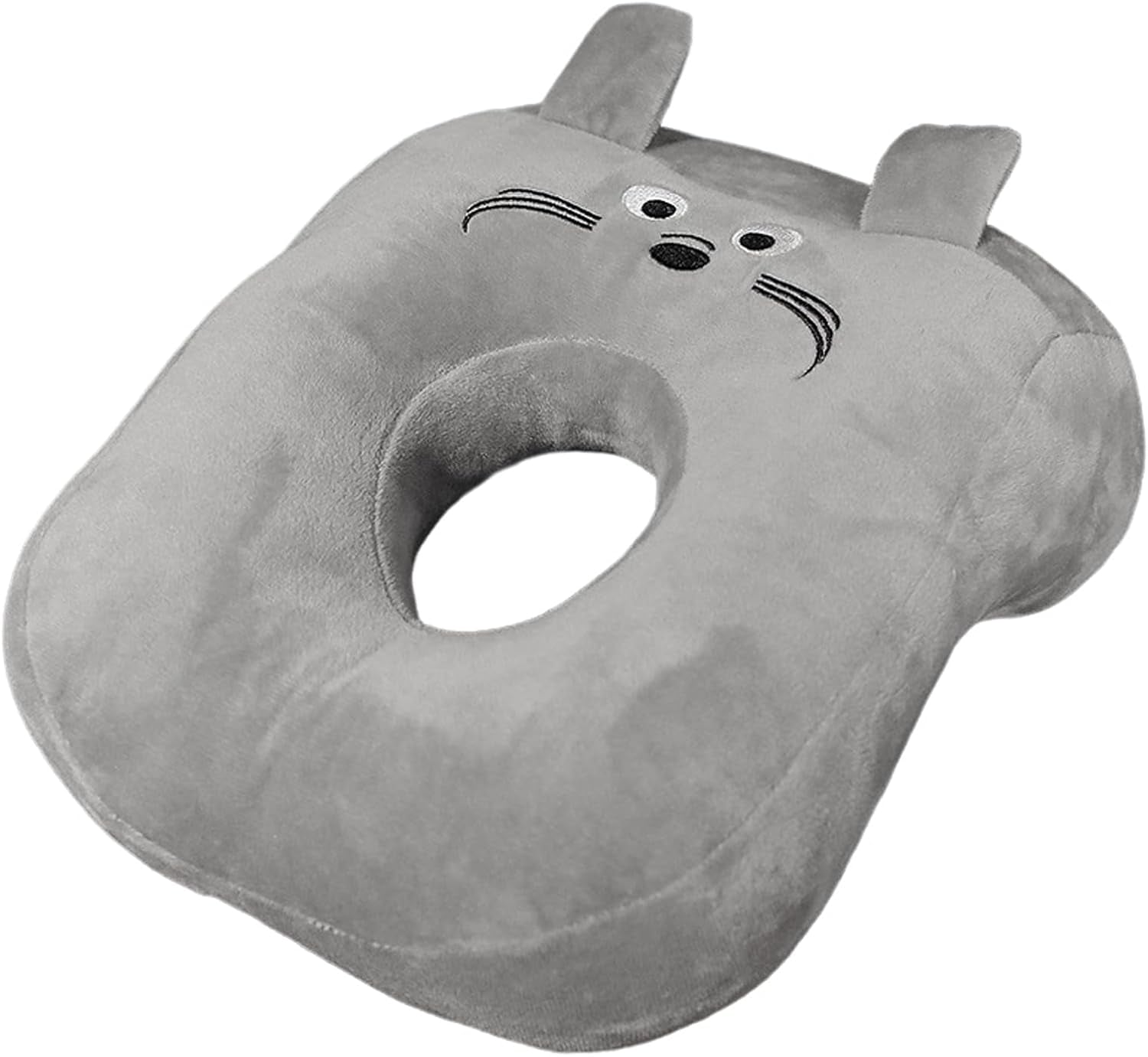 Almohada para dormir de oficina, algodón con memoria, linda almohada con orificio para las orejas, almohada para dormir suave, almohada para dormir de lado, almohada para las orejas para mujeres, niñas y niños (gatito gris) Almohadas ortopédicas cervicales Naty Shop Gatito gris