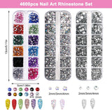 4600 Stück Strasssteine ​​​​Für Nägel, Nagel Glitzersteine ​​​​3 Verschiedene Stil Flache Nail Gems Nägel Steine ​​​​Klein Nagel Steinchen Mit Pinzette Und Strass Picker Dotting Pen para Nägel/Kleidung/Handwerk