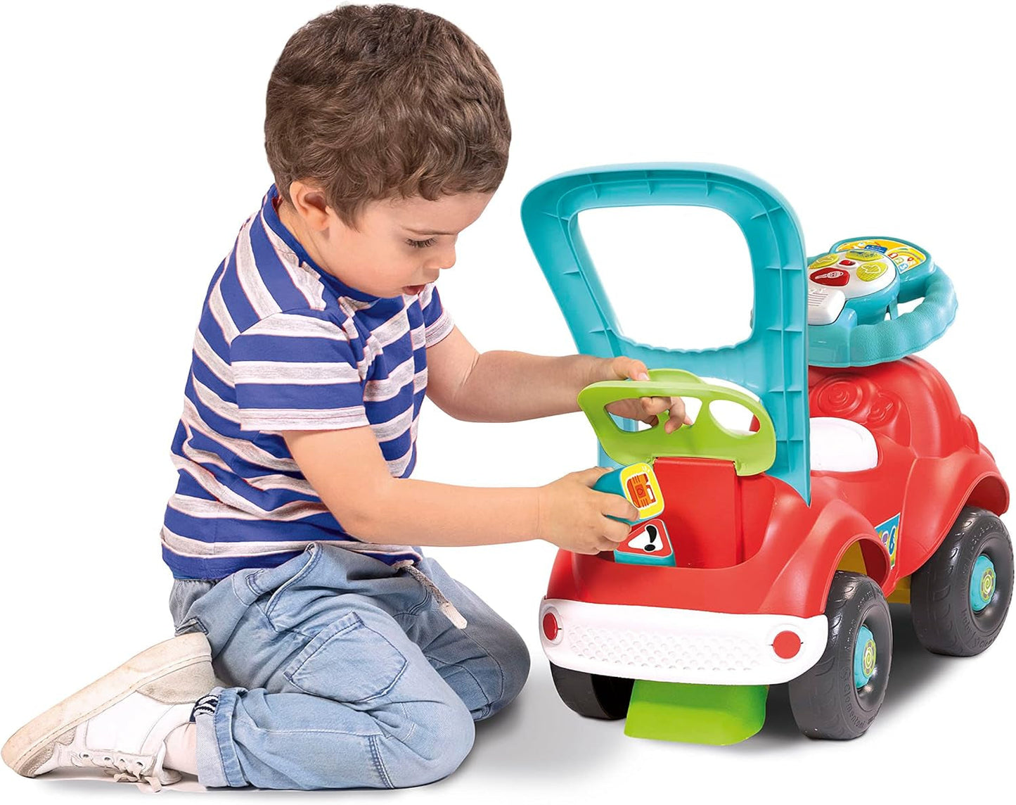 Clementoni - 17747 - Nicolò Go Go 3 en 1 - Coche de montar, altavoz electrónico de aprendizaje, primeros pasos, luces y sonidos, juego para niños de 1 año - Made in Italy Bebe Toys Naty Shop