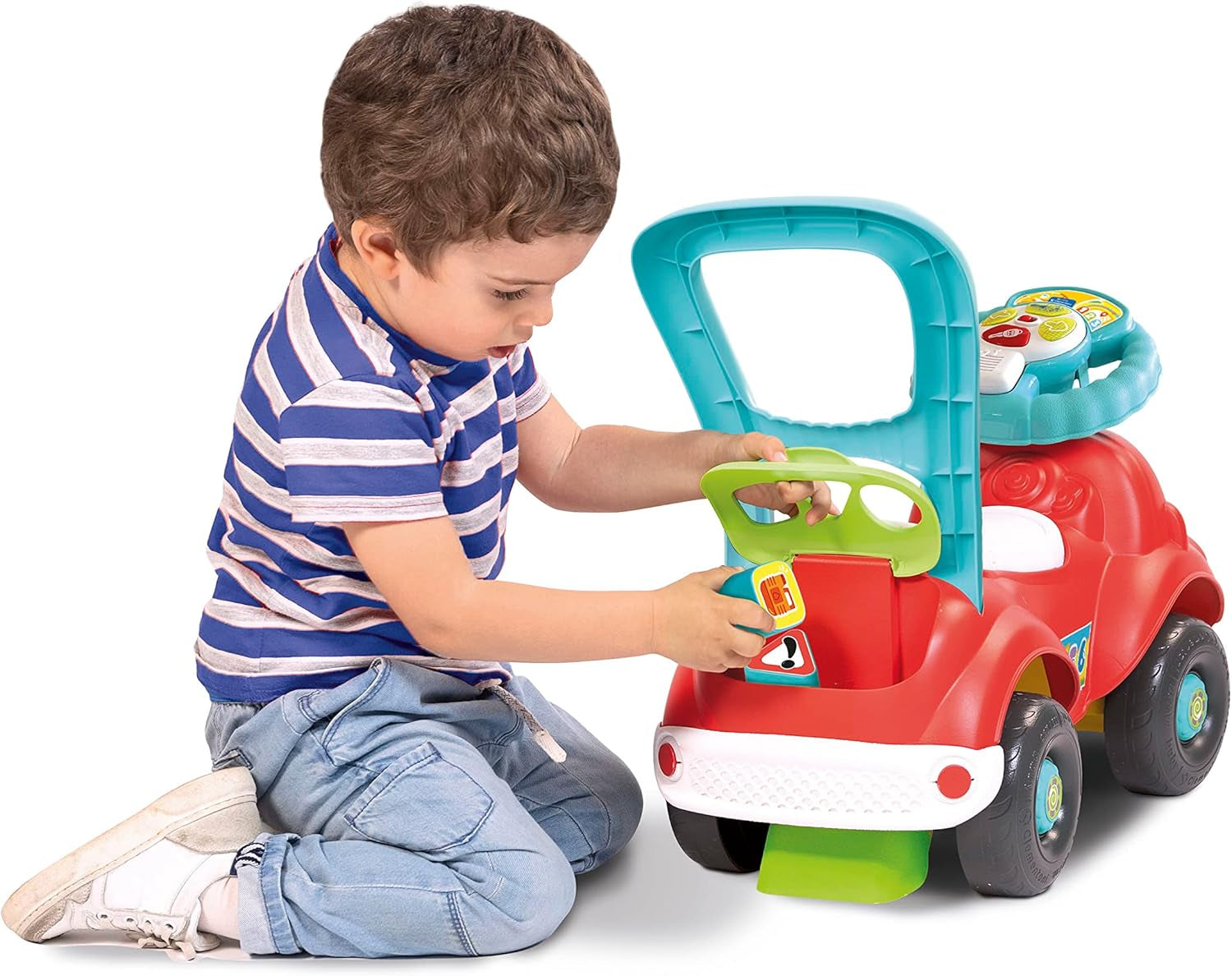 Clementoni - 17747 - Nicolò Go Go 3 en 1 - Coche de montar, altavoz electrónico de aprendizaje, primeros pasos, luces y sonidos, juego para niños de 1 año - Made in Italy Bebe Toys Naty Shop