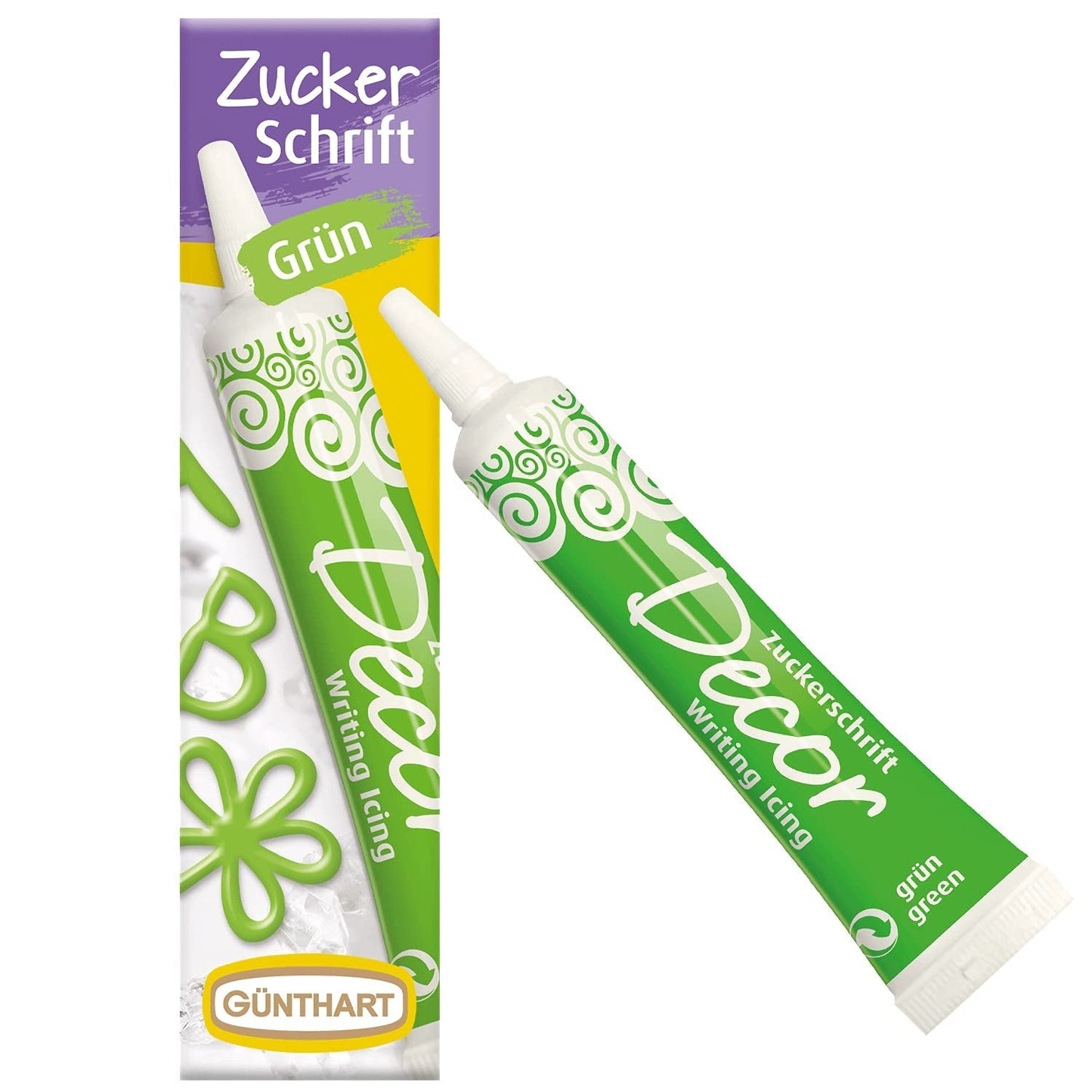 Günthart Backdecor 25 g Azúcar con letras ORO Para todos los postres en color dorado Hecho de azúcar para letras y diseños bonitos, 1 paquete (25 g)