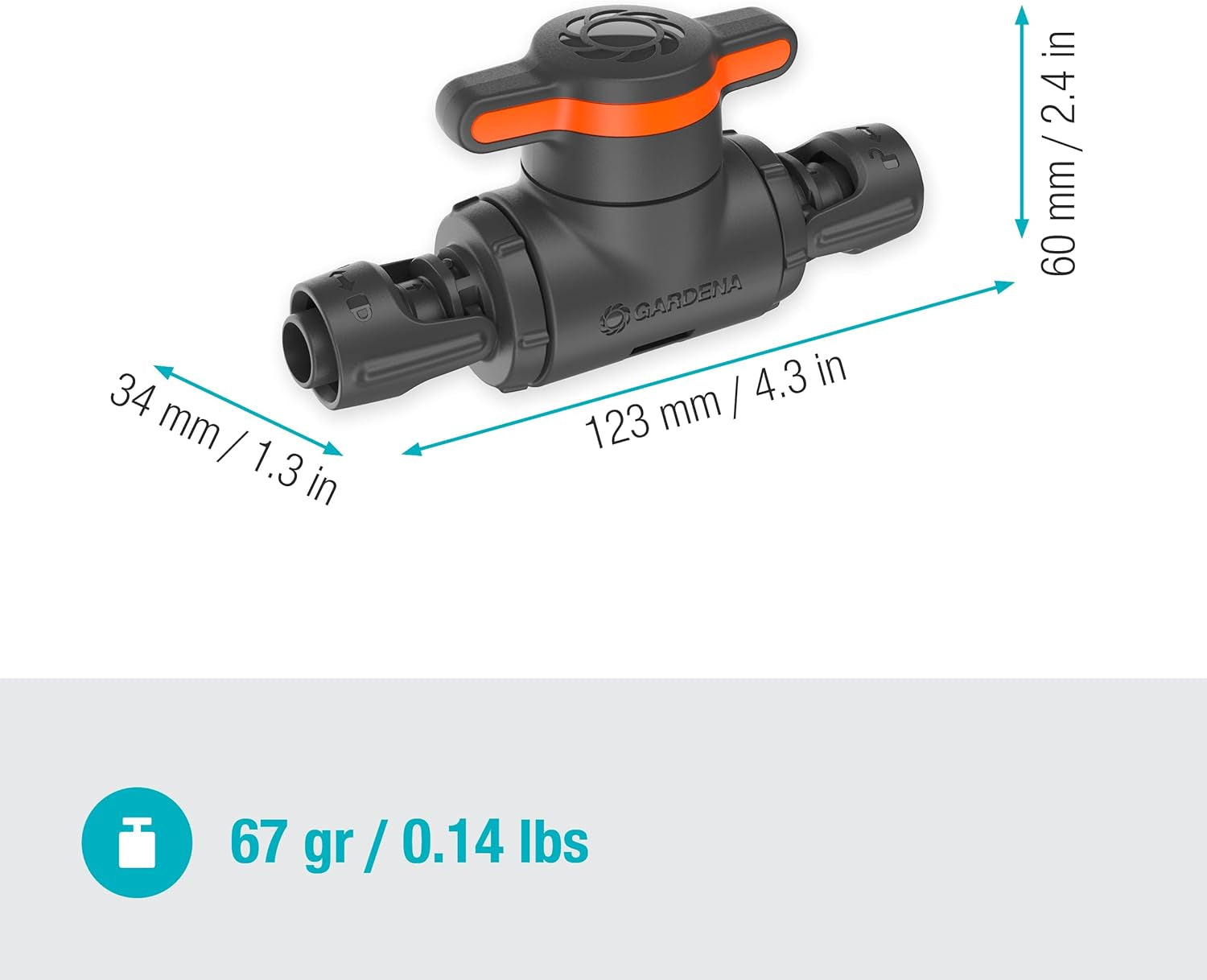 Válvula de regulación y cierre Gardena Micro-Drip-System de 13 mm (1/2 pulgada): cierre sencillo de tuberías y regulación continua del caudal de agua, accesorio para colocar tuberías de goteo (13207-20)