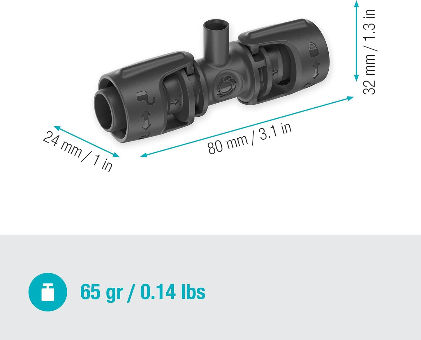 Pieza en T Gardena Micro-Drip-System para boquillas pulverizadoras: Conexión entre tubos de 13 mm y una boquilla pulverizadora, riego automático de plantas, tecnología de conexión rápida y sencilla, reutilizable (13206-20)