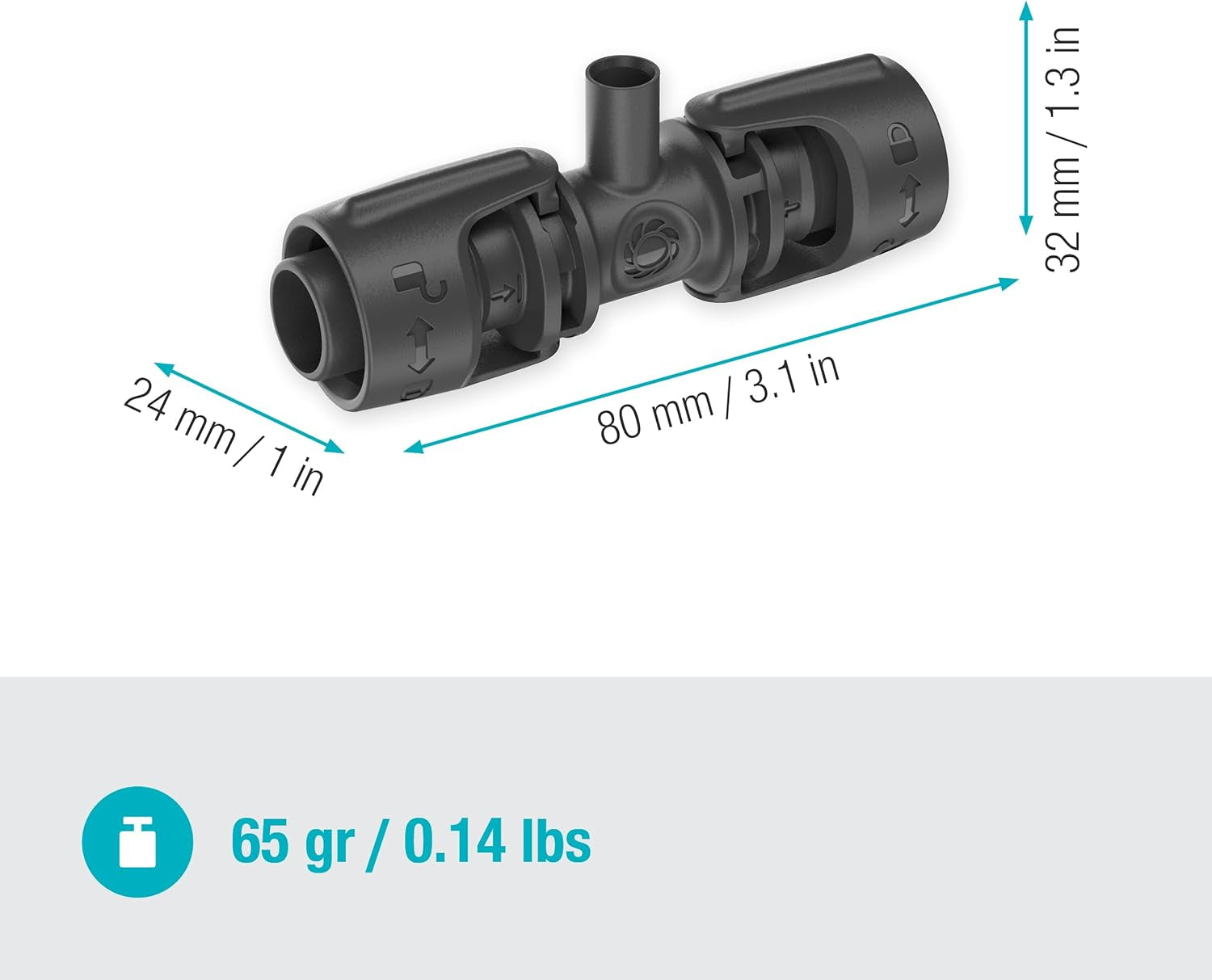 Pieza en T Gardena Micro-Drip-System para boquillas pulverizadoras: Conexión entre tubos de 13 mm y una boquilla pulverizadora, riego automático de plantas, tecnología de conexión rápida y sencilla, reutilizable (13206-20)