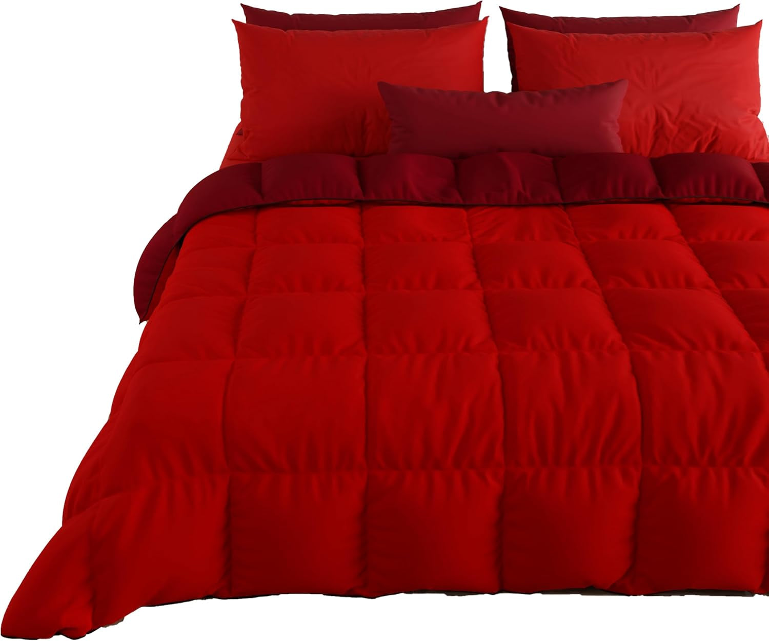 PETTI Artigiani Italiani - Manta de invierno para cama de matrimonio, maxi, monocromática, doble cara, blanco, gris, 100% Made in Italy