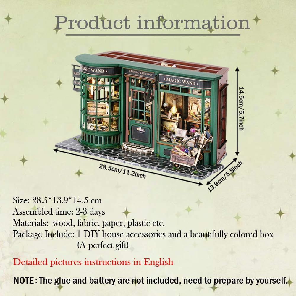 Magic Shop casa de muñecas con cubierta antipolvo, Kit de muebles de casa de muñecas en miniatura, escala 1:24, regalo creativo para niños y adolescentes, regalo de cumpleaños