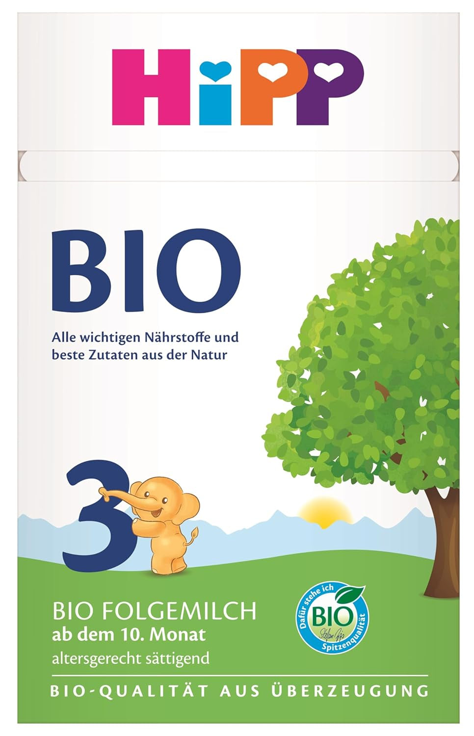 HiPP 3 Leche de continuación ecológica (4 x 600 g) - después de 10 meses, con Omega-3 (DHA, ALA), Calcio, Vitamina D, de la mejor calidad biológica