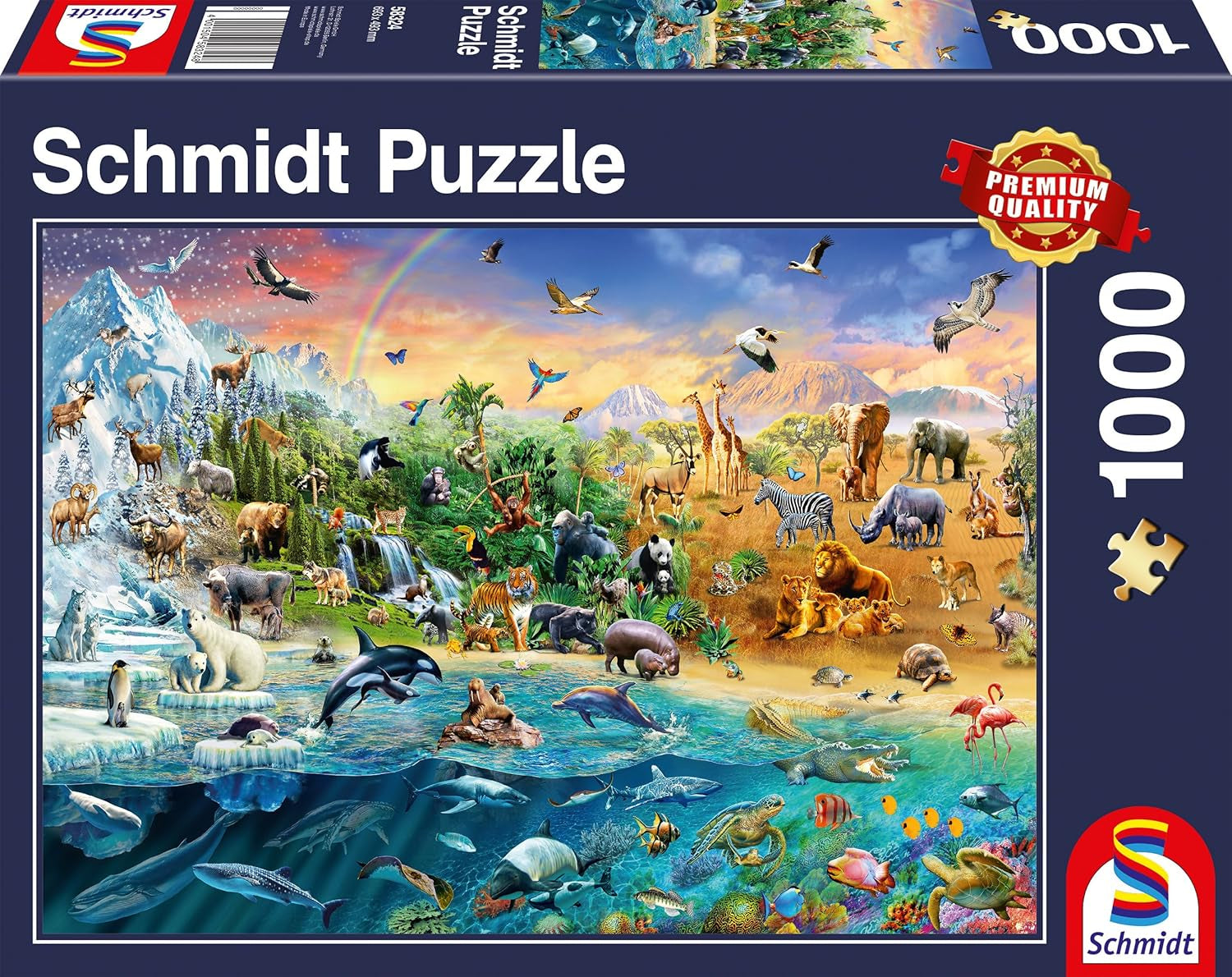 Schmidt Spiele 58324 Mundo animal, rompecabezas de 1000 piezas Puzzle Naty Shop Título predeterminado
