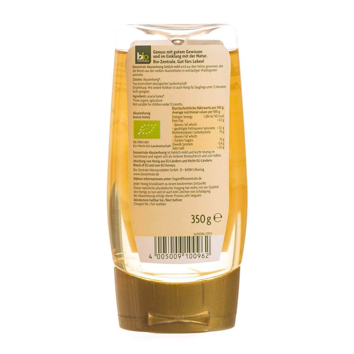 Biozentrale Miel de acacia biológica | 350 g Miel ecológica de flores de acacia blanca | Ideal para untar Miel orgánica para té | Alternativa a la miel en forma de panal (paquete de 2)