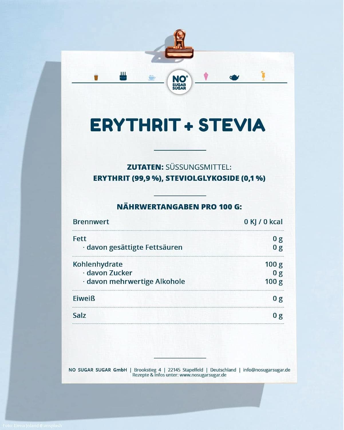 SIN AZÚCAR, Eritritol + Stevia Sustituto natural del azúcar sin calorías Dulzo 1:1 respecto al azúcar, sin sabor, 4,5 Kg Edulcorantes Naty Shop