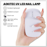 Aokitec Mini lámpara UV LED, lámpara de uñas de gel UV, secador de uñas portátil para todo tipo de esmalte de uñas de gel, herramienta de curado en forma de ratón, compacto, ligero con cable USB (blanco)