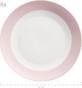 MÄSER Kitchen Time II, Juego de vajilla para 4, Servicio combinado con 16 piezas en colores pastel con estampado sutil, Porcelana, Rosa