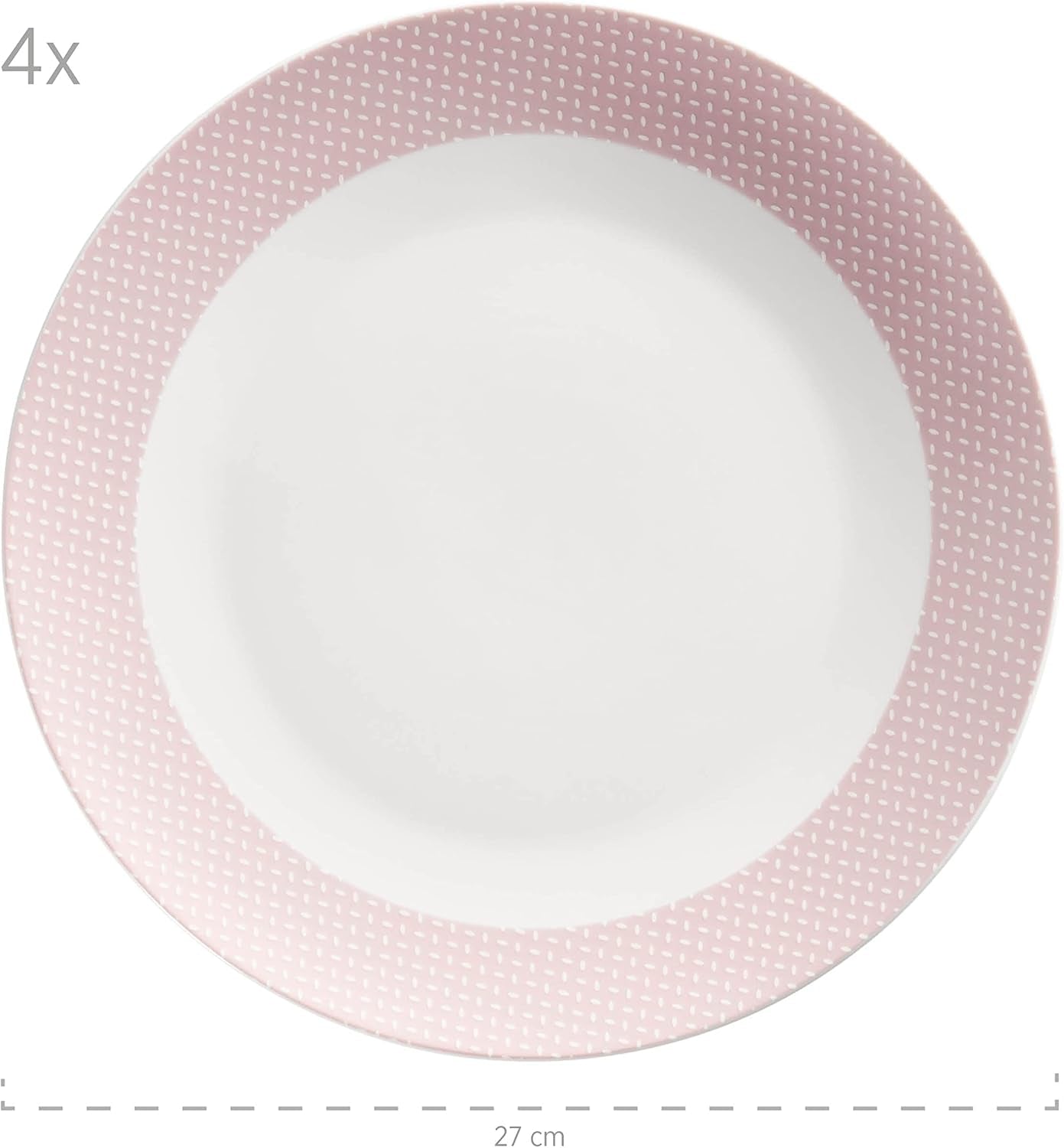 MÄSER Kitchen Time II, Juego de vajilla para 4, Servicio combinado con 16 piezas en colores pastel con estampado sutil, Porcelana, Rosa